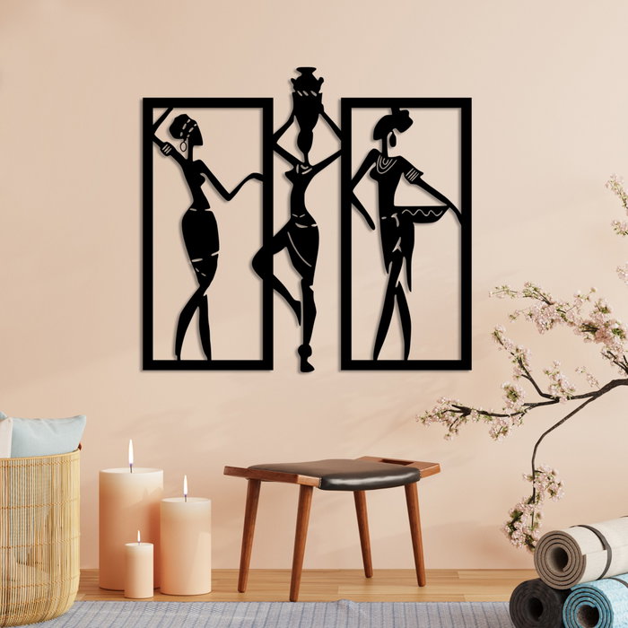 Wallity African Women Escultura de pared negra
